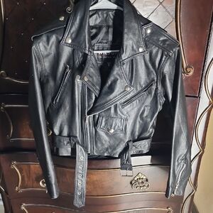 Vintage 90's Wilson Black Leather Biker Jacket